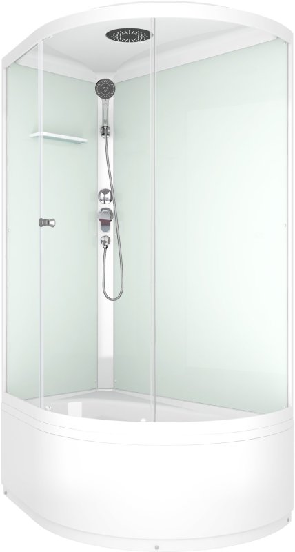 Душевая кабина Domani-Spa Simple high L (DS01Sm128LHWCl00- V1.2) 120x80 прозрачное стекло / белые стенки с крышей